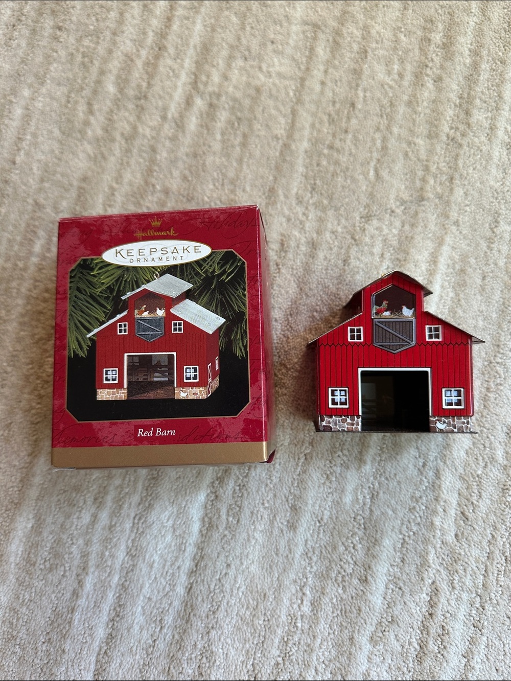 Hallmark Keepsake Ornament Red Barn Farm Chickens Horses Farmhouse 1999
